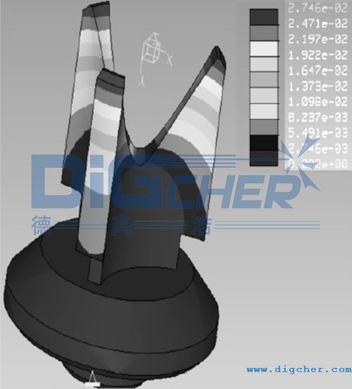 柱塞泵排液閥芯優化後（hòu）的位移雲圖